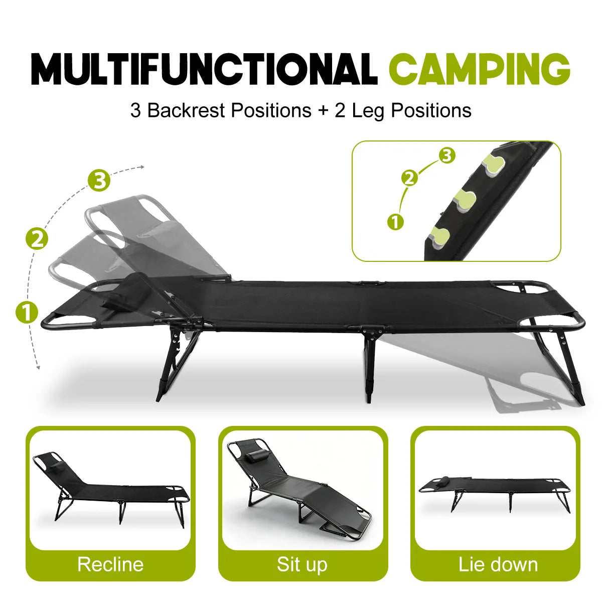 Folding Outdoor Lounge Chair With Adjustable Backrest