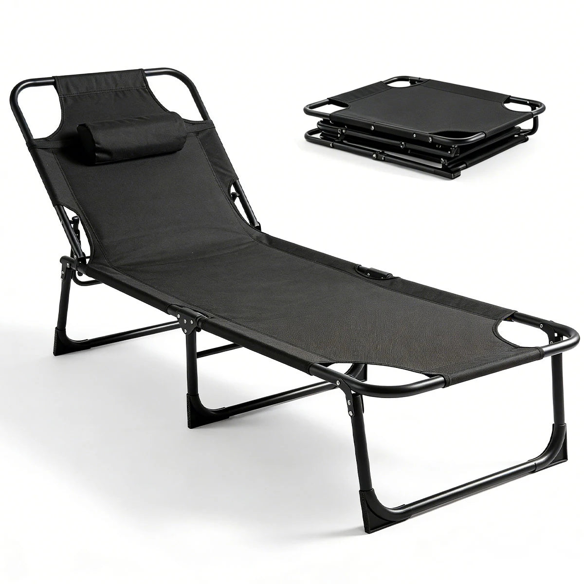Folding Outdoor Lounge Chair With Adjustable Backrest