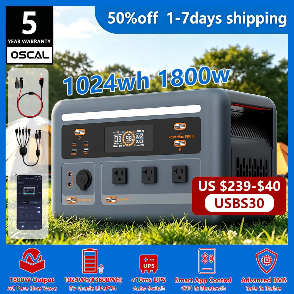 OSCAL PowerMax Portable LiFePO4 Power Station