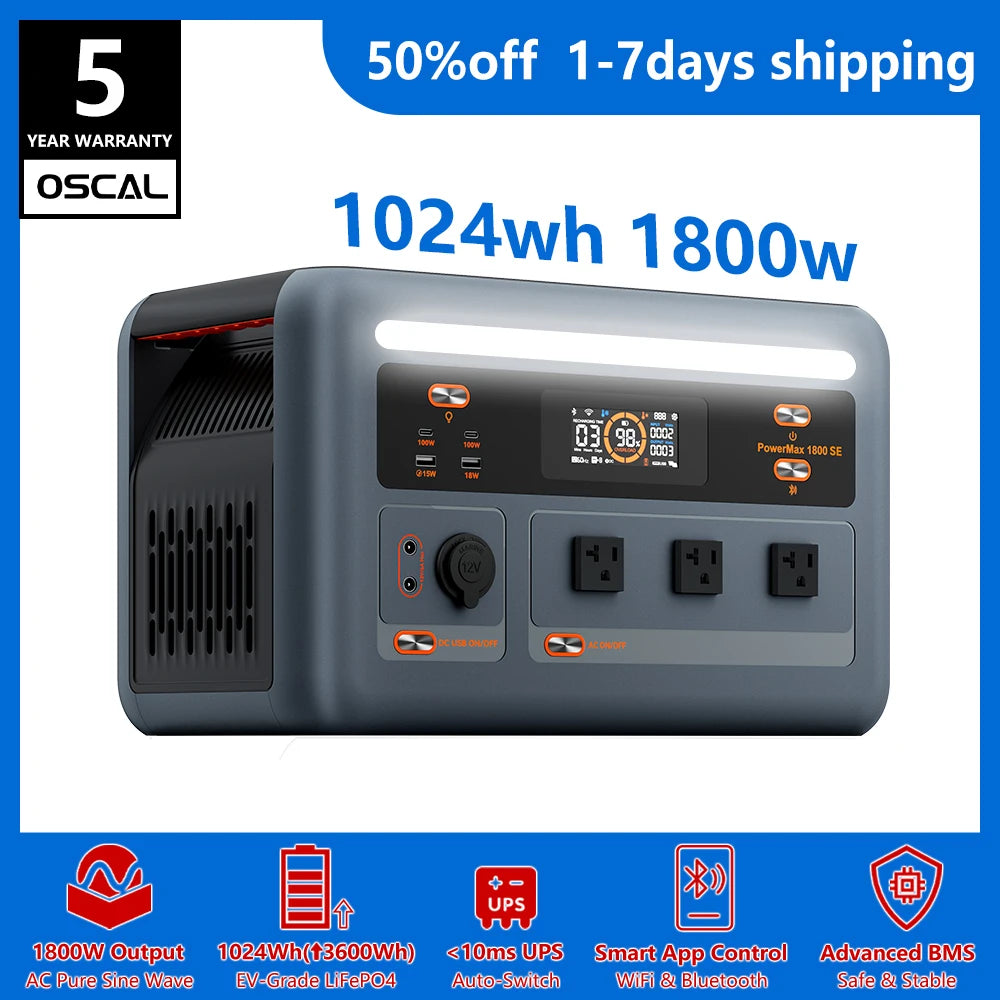 OSCAL PowerMax Portable LiFePO4 Power Station