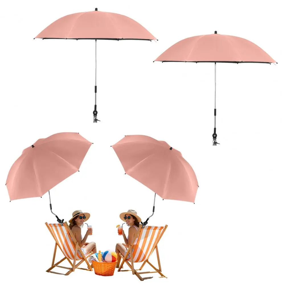 Two Pack Adjustable Beach Chair Umbrellas With Clamps