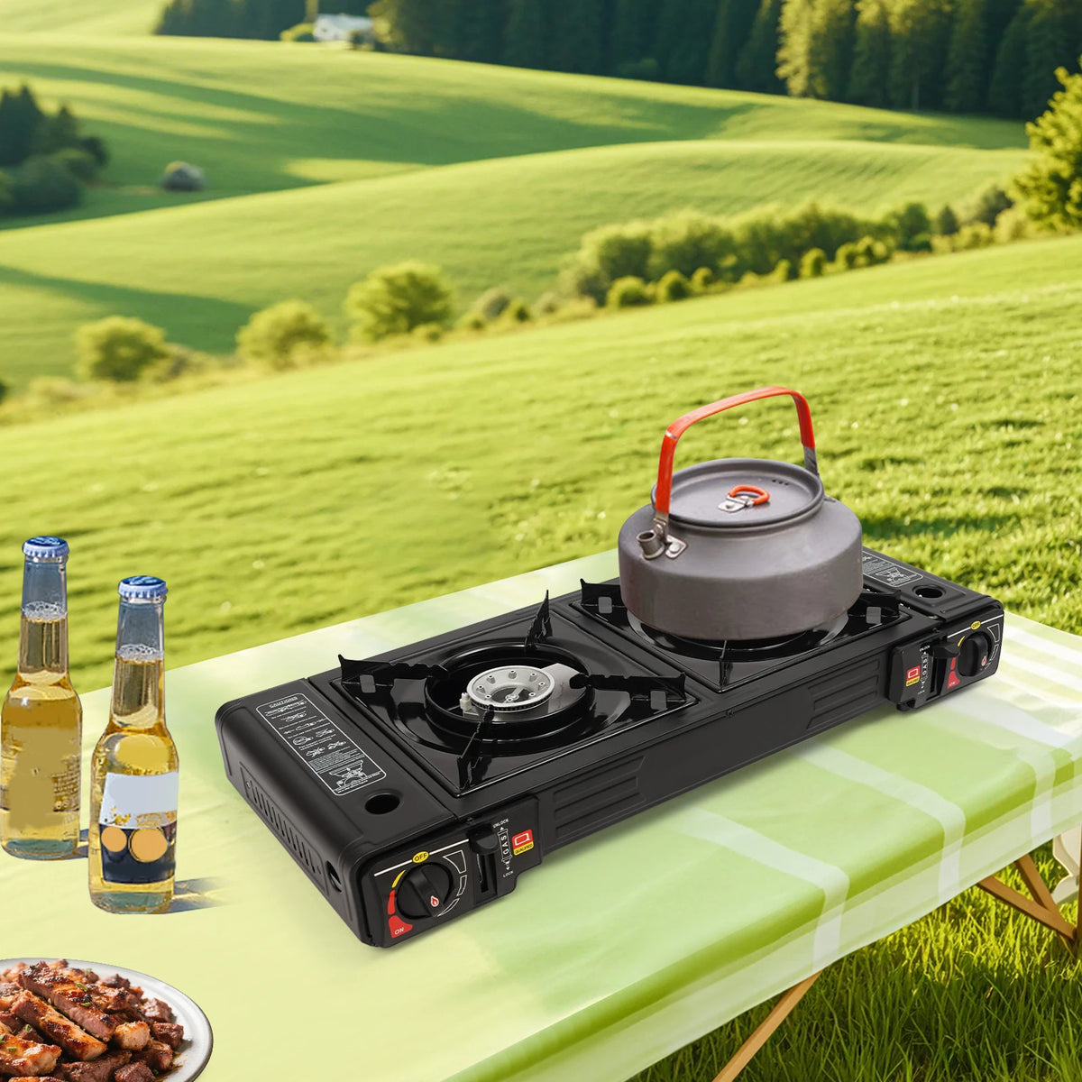 Bymaocar Portable Two Burner Camping Stove