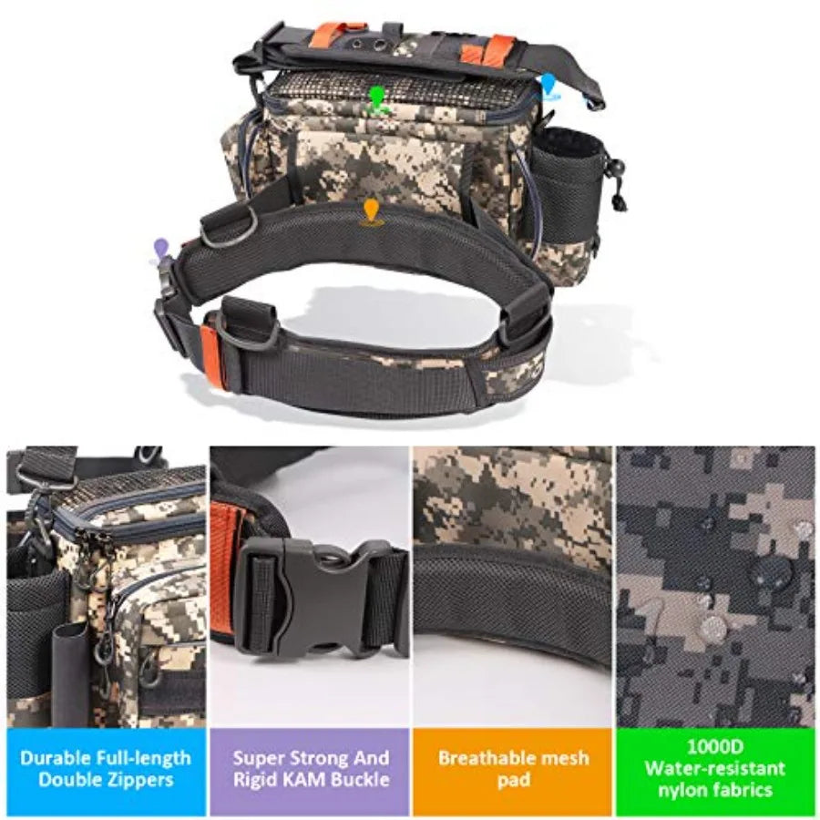 Water Resistant Fishing Tackle Sling Bag