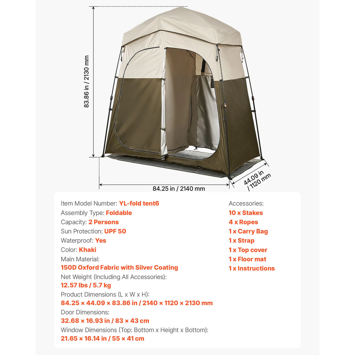 SucceBuy Foldable Camping Shower Privacy Tent