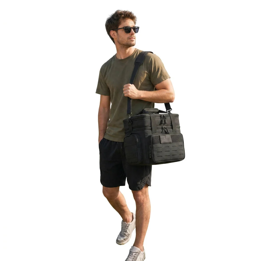 18L Insulated Picnic Cooler Bag Tactical Expandable Leakproof Thermal Bag for Men Women Family Outdoor Camping Beach Park BBQ Travel Large Capacity Heavy Duty Food Drink Cooler Tote Day Trip Tailgate Adults Reusable Shoulder