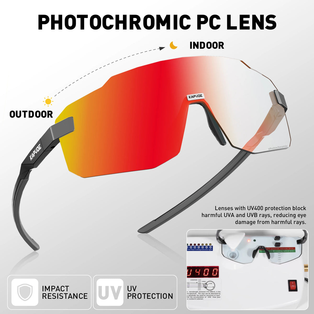 KAPVOE Photochromic Cycling Sports Sunglasses