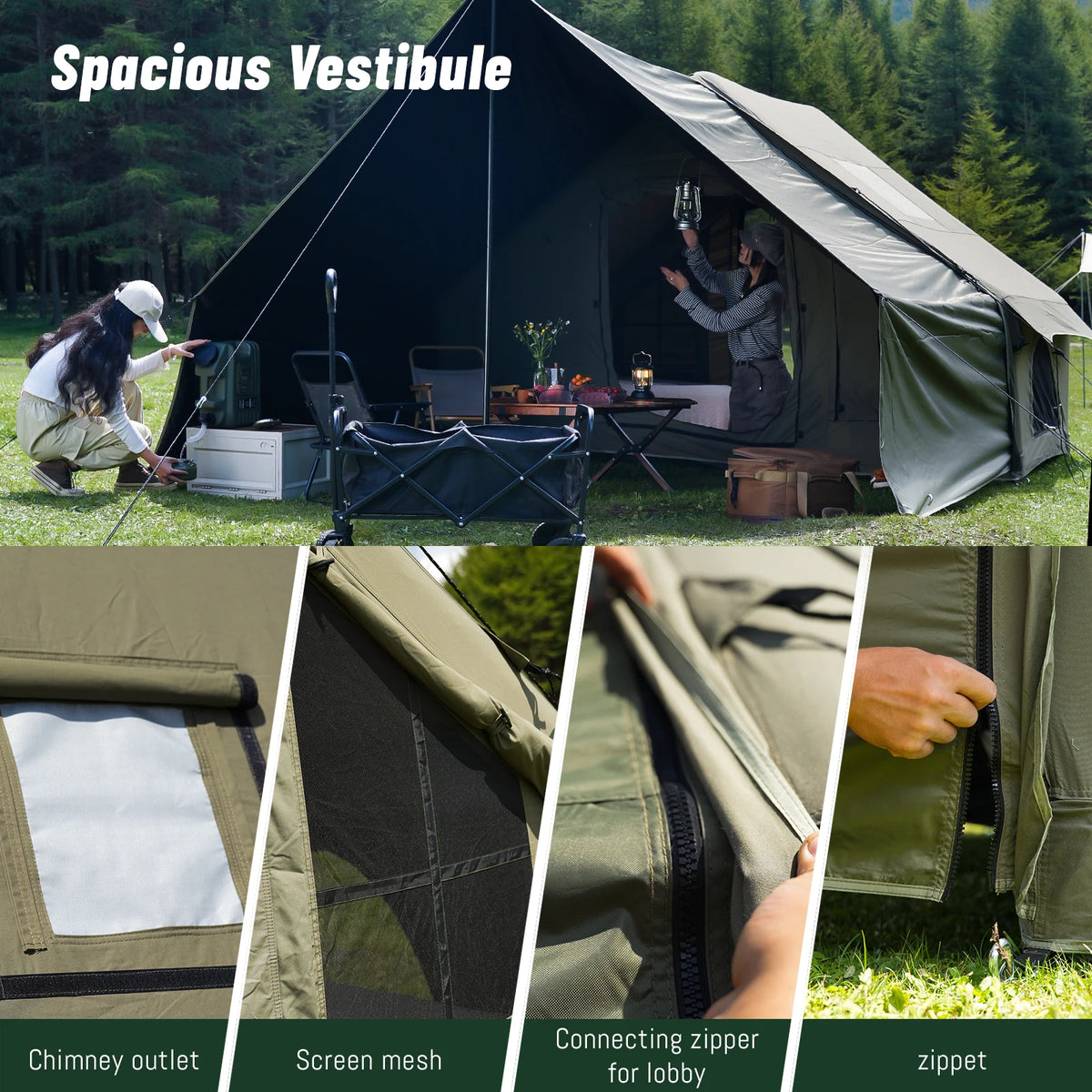 Pakicetus Inflatable Camping Tent With Sun Canopy