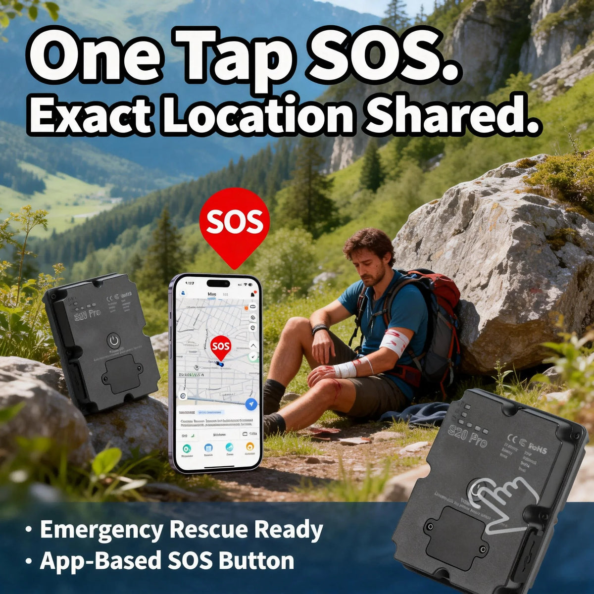 Wanwaytech Waterproof 4G GPS Tracker With SOS Alert
