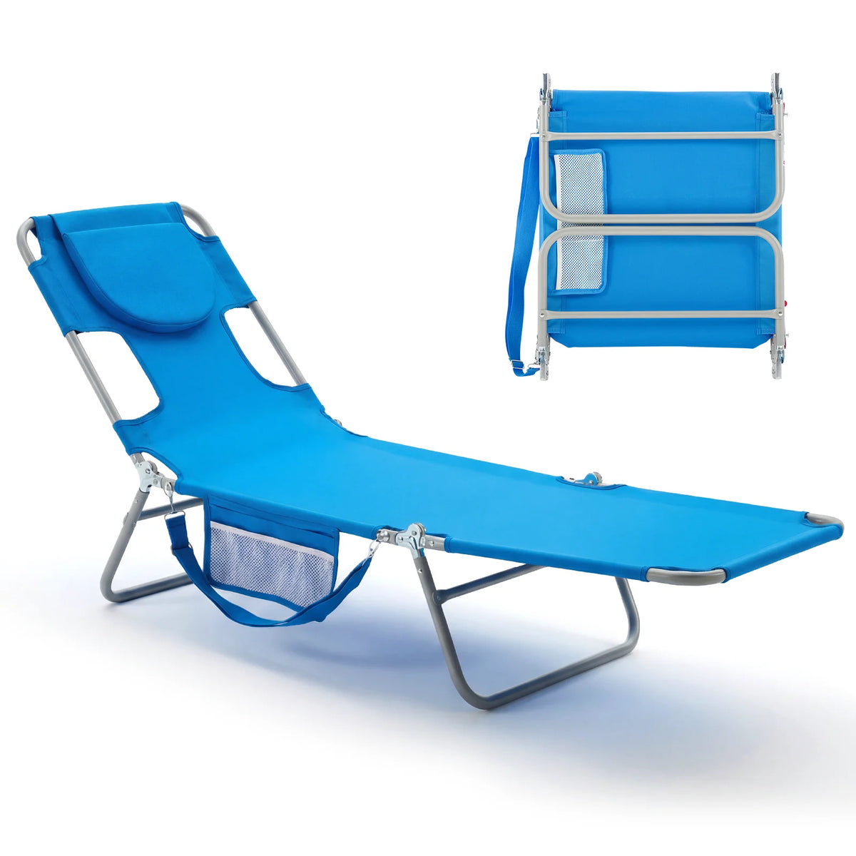 JHK Adjustable Folding Beach Lounge Chair