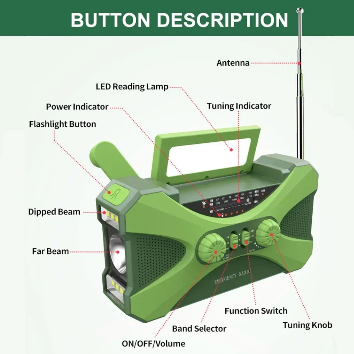 Stonego Solar Hand Crank Emergency Radio