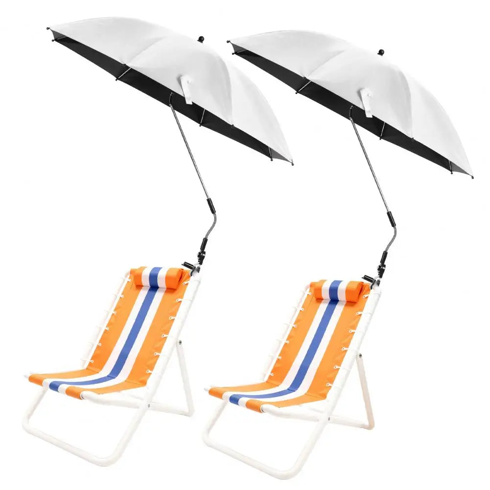 Two Pack Adjustable Beach Chair Umbrellas With Clamps