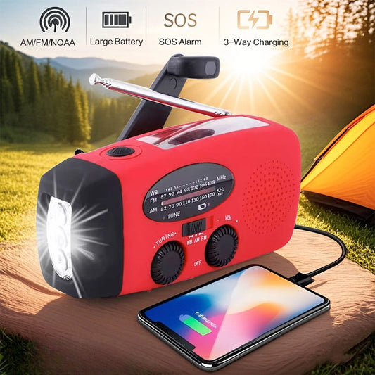 Portable Solar Emergency Weather Radio With Flashlight