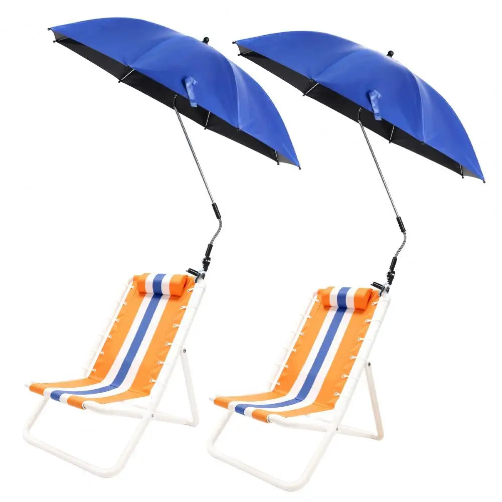 Two Pack Adjustable Beach Chair Umbrellas With Clamps