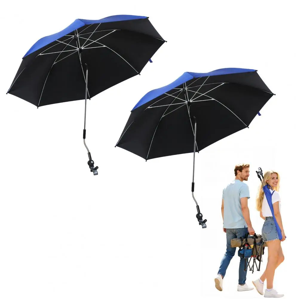 Two Pack Adjustable Beach Chair Umbrellas With Clamps