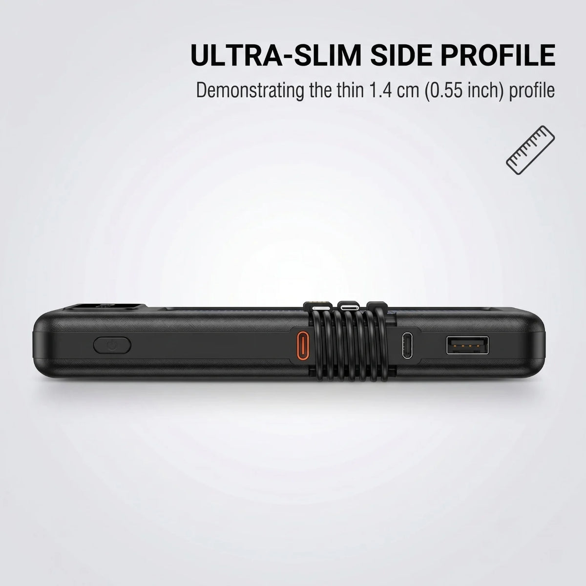 Solar Power Bank With Built In Cables And Flashlight