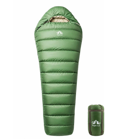 Night Cat Duck Down Mummy Sleeping Bag for Camping