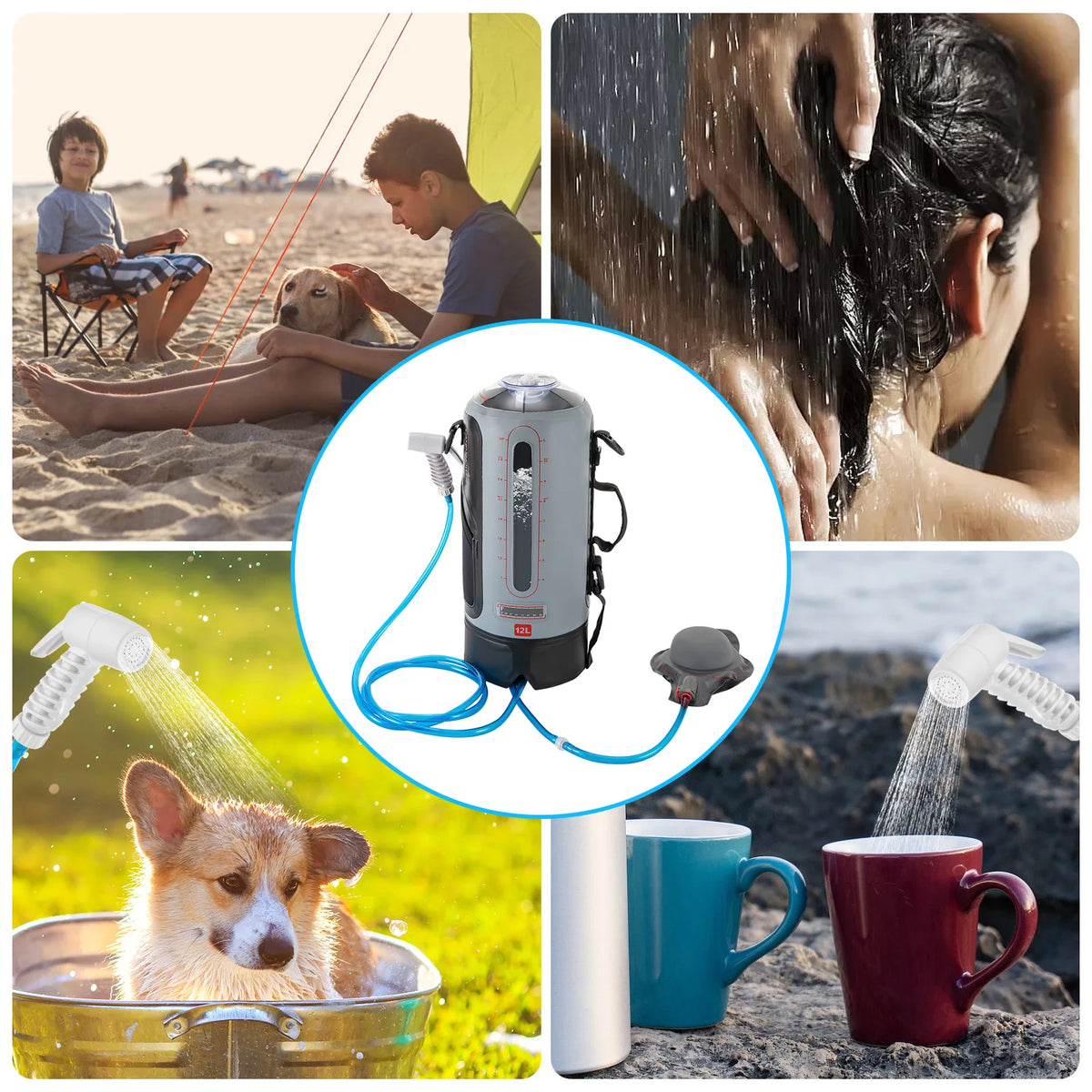 Portable Solar Camping Shower With Pump and Hose