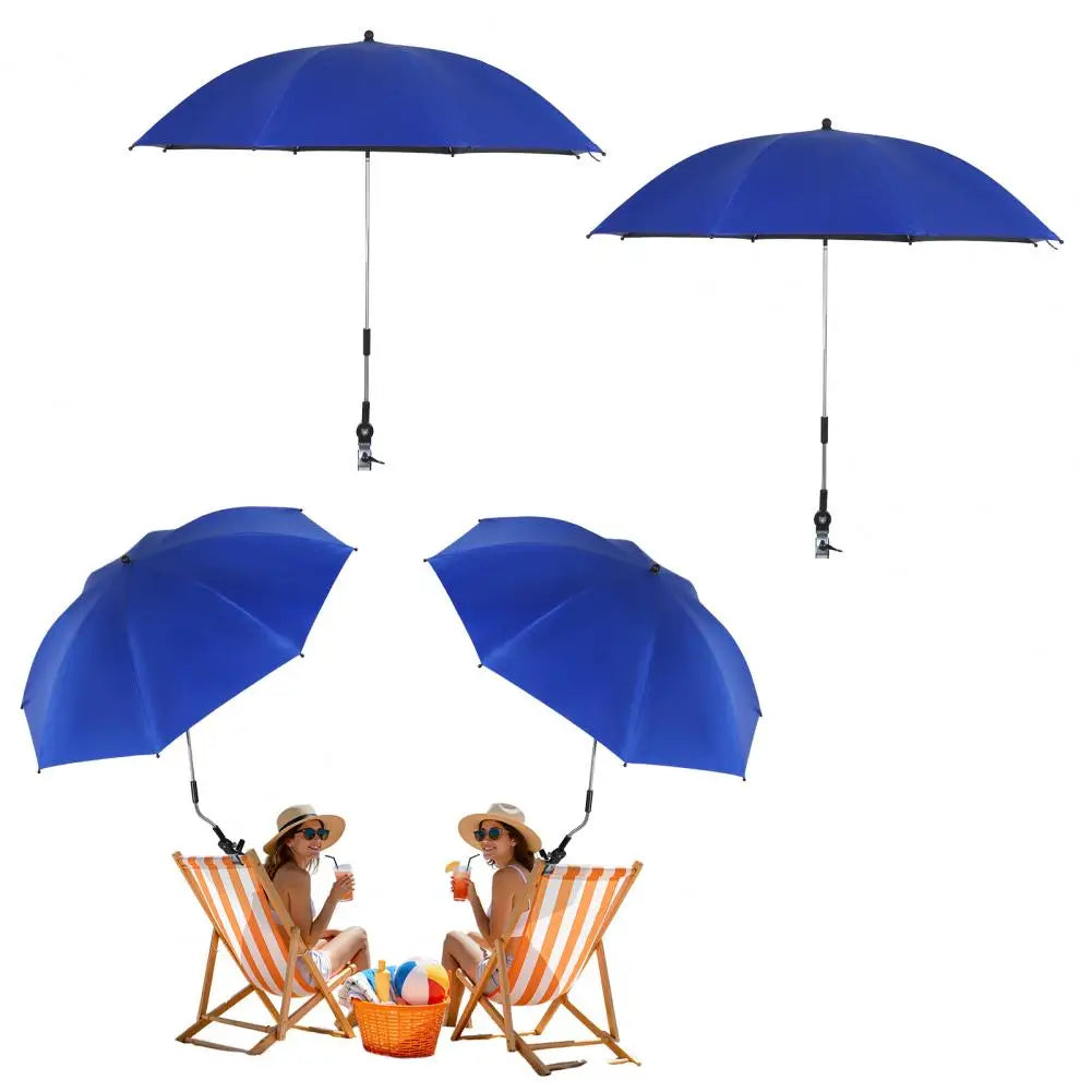 Two Pack Adjustable Beach Chair Umbrellas With Clamps